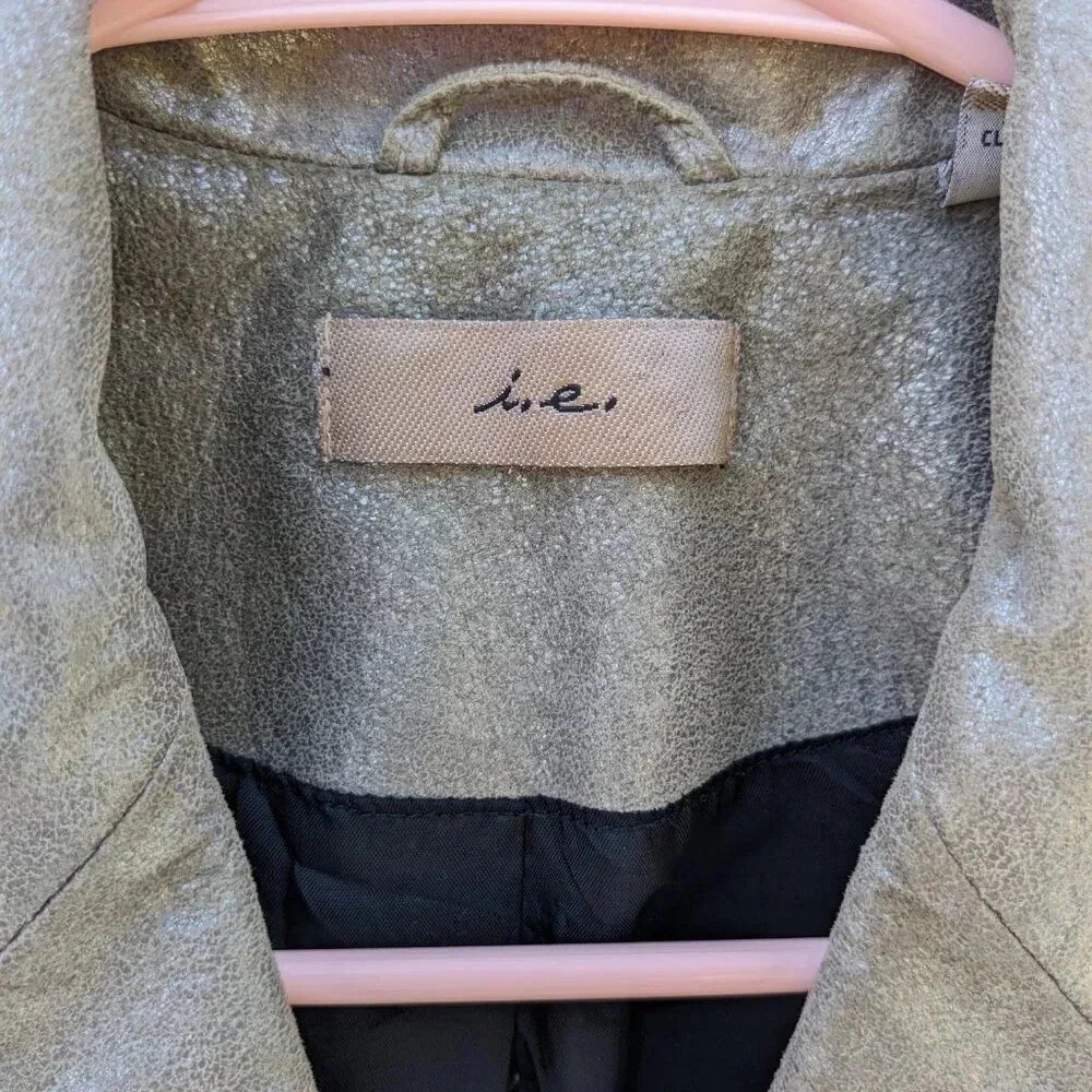 I.E Leather Blazer Jacket Tailored Button Down Me… - image 4